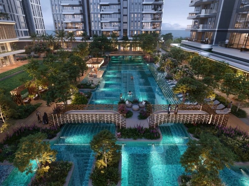 Sattva Lago lap pool and pool deck luxury amenities
